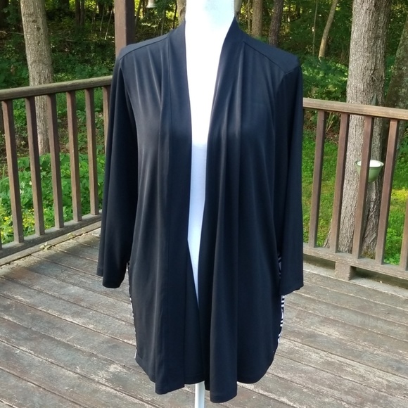 Susan Graver Sweaters - Susan Graver Black/White Size 2X Open Cardigan